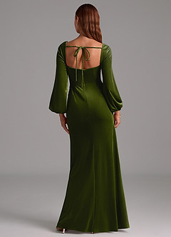 Azazie Charissa Bridesmaid Dresses Olive Sheath Long Sleeve Velvet Dress image5
