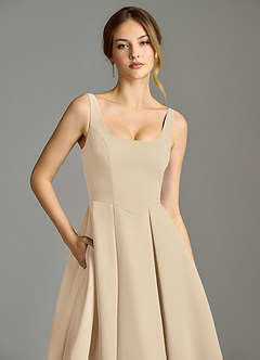 Azazie Amalie Bridesmaid Dresses Champagne A-Line Pleated Chiffon Dress image7