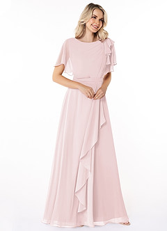 Azazie Aaliyah Modest Bridesmaid Dresses A-Line Scoop Pleated Chiffon Floor-Length Dress image3