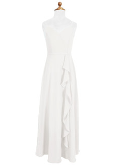 Azazie Naeem A-Line Ruched Chiffon Floor-Length Junior Bridesmaid Dress image4