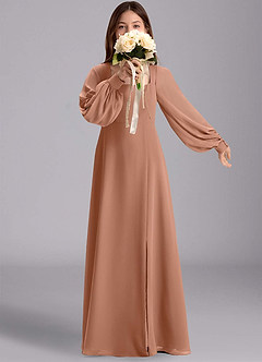 Azazie Bondi Junior Robe Trapèze en Mousseline de soie Blouson Bronze image1