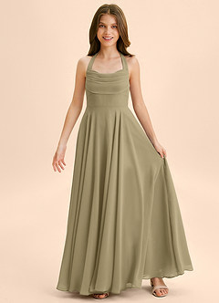 Azazie Kady Junior Moss Green A-Line Sweetheart Neckline Chiffon Dress image3
