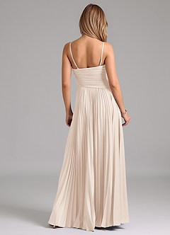 Azazie Vini Abiti da Damigella Abito A-Line in Raso Elasticizzato Plissettato Alabastro Bianco image6