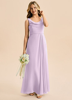 Azazie Evania Junior Linia A Pofałdowany Szyfon Długość podłogi Młodsza druhna Sukienka image6