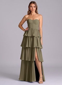 Azazie Faye Bridesmaid Dresses Willow Green A-Line Sweetheart Neckline Chiffon Dress image1
