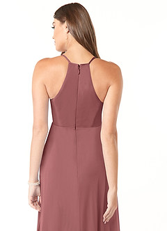 Azazie Annabelle Maternity Bridesmaid Dresses A-Line V-Neck Pleated Mesh Floor-Length Dress image3
