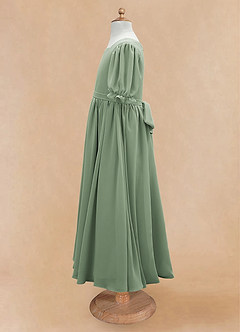 Azazie Joss Flower Girl Dresses Matcha A-Line with Sleeves Chiffon Dress image8
