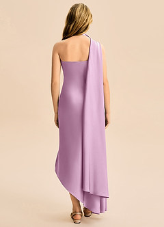 Azazie Briony Junior Wisteria Sheath Pleated Stretch Satin Dress image2