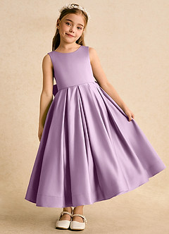 Azazie Cailee Blumenmädchenkleider Ballkleid Plissee Matte Satin Kleid Blauregen image2