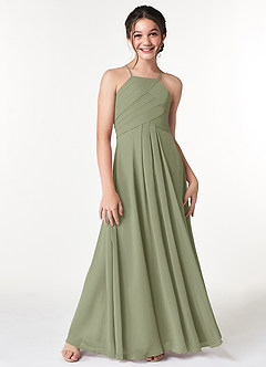 Azazie Ginger Junior Dusty Rose A-Line Pleated Chiffon Dress image5