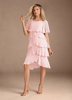 Azazie Rita Mother of the Bride Dresses Blushing Pink A-Line Scoop Beaded Chiffon Dress image5