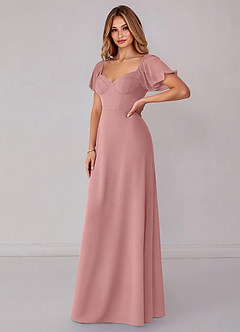 Azazie Fatima Robes de demoiselle d'honneur Robe Trapèze en Mousseline de soie avec poches Rose Poussiéreuse image4