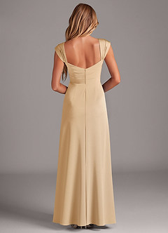 Azazie Laila Bridesmaid Dresses Gold A-Line Pleated Stretch Satin Dress image2