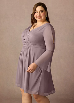 Azazie Teraso Final Sale Dusk A-Line Pleated Mesh Dress image14