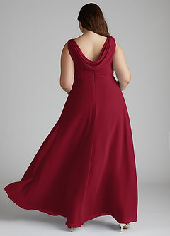 Azazie Karina Bridesmaid Dresses Burgundy A-Line Pleated Chiffon Dress image9