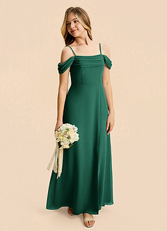 Azazie Lilly Junior Emerald A-Line Pleated Chiffon Dress image5