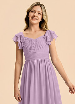 Azazie Anaya Junior Vestido Glicinia de Gasa de Corte en A con Escote corazón image6
