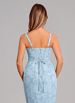 Azazie Aubrey Jurken voor bruidsmeisjes Jurk van Bloemen Burn-out met Zeemeermin Boog Hemelsblauw image2