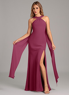 Azazie Kinsley Bridesmaid Dresses Mulberry Mermaid Pleated Chiffon Dress image5