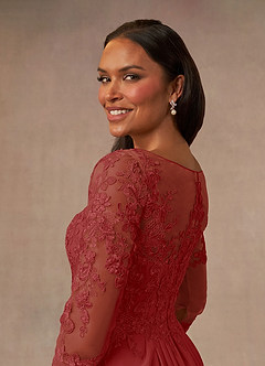 Azazie Calanthe Mother of the Bride Dresses Rust A-Line Scoop Chiffon Dress image4