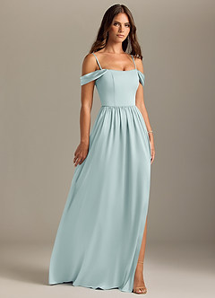 Azazie Calianna Bridesmaid Dresses Mist A-Line Off the Shoulder Stretch Satin Convertible Dress image7