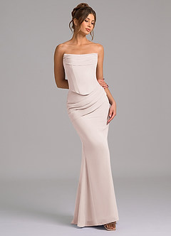 Azazie Sorrel Robes de demoiselle d'honneur Robe Sirène en Mousseline de soie Corset Rose Pétale image7