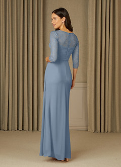 Azazie Zolla Mother of the Bride Dresses Dusty Blue A-Line Lace Chiffon Dress image4