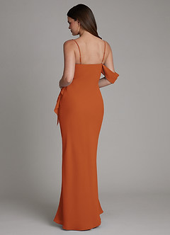 Azazie Yura Bridesmaid Dresses Cinnamon Mermaid Off the Shoulder Chiffon Dress image3