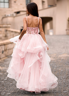 Dreama Rose Pâle Robe de bal corset en dentelle à volants image2