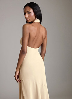 Azazie Lorena Bridesmaid Dresses Champagne Mermaid Pleated Chiffon Dress image6