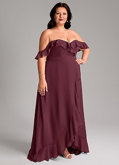 Azazie Lyra Bridesmaid Dresses Cabernet A-Line Chiffon Convertible Dress image13