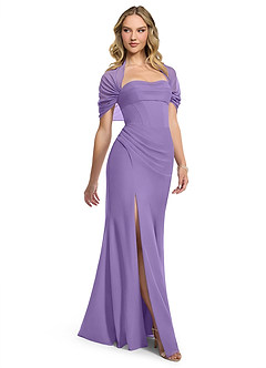 Azazie Zia Bridesmaid Dresses Tahiti Sheath Side Slit Chiffon Convertible Dress image3