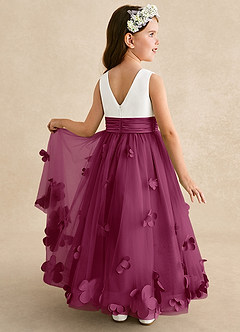 Azazie Vi Flower Girl Dresses Mulberry A-Line Sleeveless Tulle Dress image1