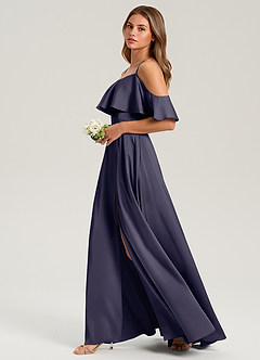 Azazie Jean Brautjungfernkleider A-Linie Schulterfrei Stretch-Satin Kleid Sturm image5