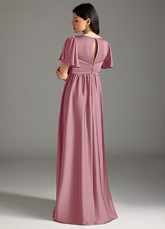 Azazie Verna Maternity Bridesmaid Dresses A-Line Ruched Stretch Satin Floor-Length Dress image2