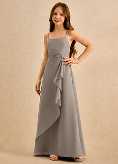 Azazie lolly Girls Formal Flower Girl Dresses Taupe A-Line Pleated Chiffon Dress image5