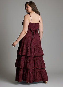 Azazie Nathalia Vestidos para Prova em Casa Vestido Cabernet de Esgotamento Floral de Linha A com Laço image15