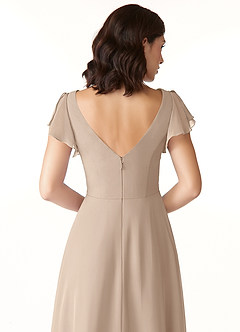 Azazie Omari Bridesmaid Dresses Taupe A-Line Chiffon Dress image9