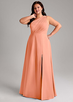Azazie Phaedra Bridesmaid Dresses Sunset A-Line One Shoulder Chiffon Dress image13