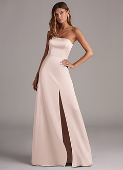 Azazie Wren Bridesmaid Dresses Blushing Pink A-Line Strapless Stretch Satin Convertible Dress image3