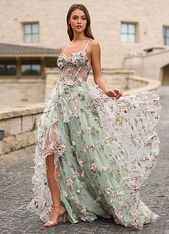Elara Pink 3D Floral Prom Dress image3