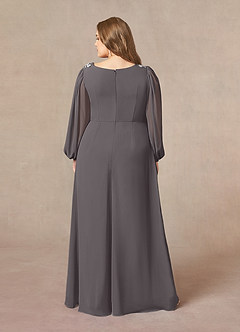 Azazie Gypsy Mother of the Bride Dresses Steel Grey A-Line V-Neck Sequins Chiffon Dress image8