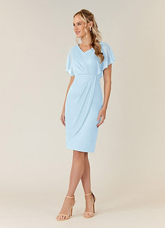 Azazie Waverly Kleider für die Brautmutter Etui Plissee Gittergewebe Kleid Himmelblau image3
