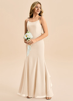 Azazie Lioren Junior Robe Sirène en Mousseline de soie Arc Albâtre Blanc image4