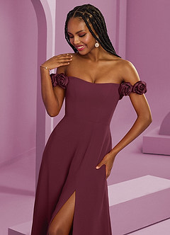Barbie ♥ Azazie 신부 들러리 드레스 로제트 오프숄더 쉬폰 A라인 드레스 image4