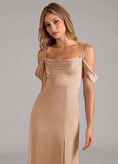 Azazie Callan Bridesmaid Dresses English Rose A-Line Pleated Stretch Satin Convertible Dress image6