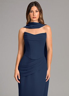 Azazie Sorrel Brautjungfernkleider Meerjungfrau-Linie Korsett Chiffon Kleid Dunkelmarine image6