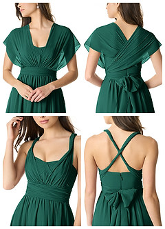 Azazie Olani Brautjungfernkleider Wandelbar A-Linie Schulterfrei Chiffon Kleid Smaragd image6