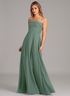 Azazie Lucienne Bridesmaid Dresses Eucalyptus A-Line Strapless Chiffon Convertible Dress image6