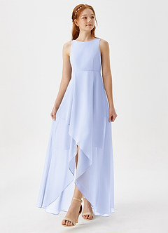 Azazie Lizette Junior Abito A-Line in Chiffon Plissettato Lavanda image4